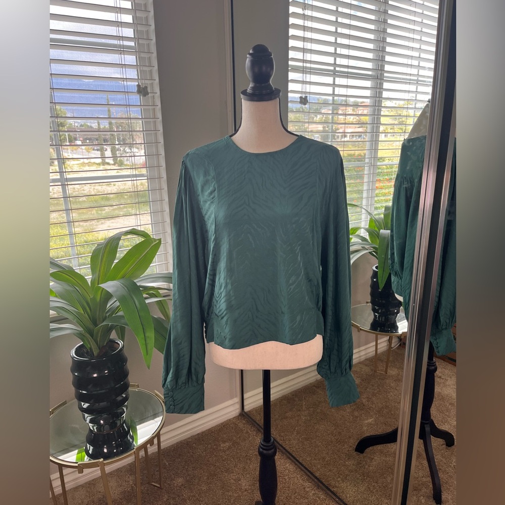 Topshop Green Zebra Patterned Blouse S 14 NWT - Picture 3 of 11